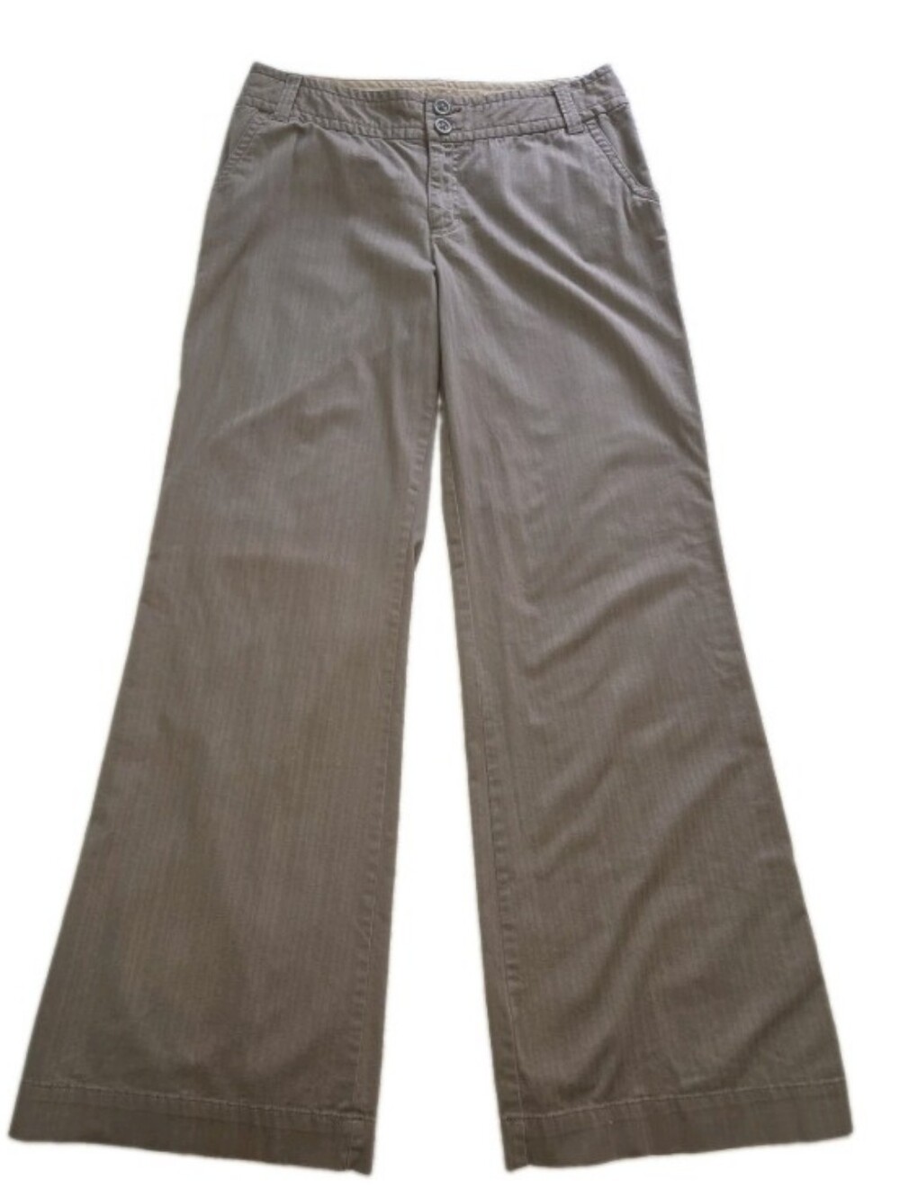 ana Trousers Size 12 Long Tall 34x33 Wide Leg Monochrome Brown Pinstripe 90s y2k
